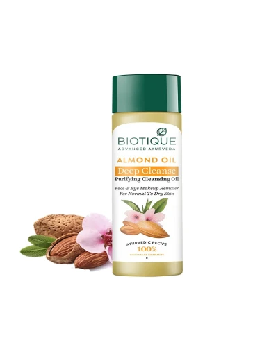 Biotique Advanced Ayurveda Almond Oil Deep Cleanse Purifying Cleansing Oil (Face & Eye Makeup Remover), 120ml