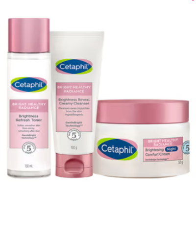 Cetaphil Bright Healthy Radiance Night Regime Combo, (100gm + 150ml + 50ml)