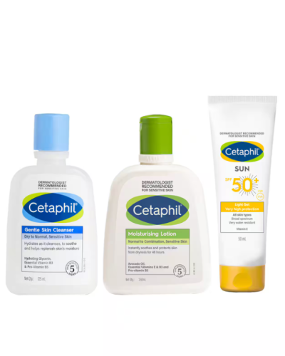 Cetaphil Cleanse Moisturise Protect Combo, (125ml + 100ml + 50ml)
