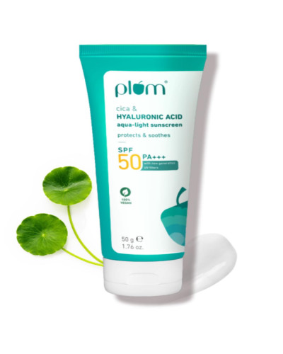 Plum Cica & HYALURONIC ACID Aqua-Light Sunscreen SPF 50 PA+++, 50 gm