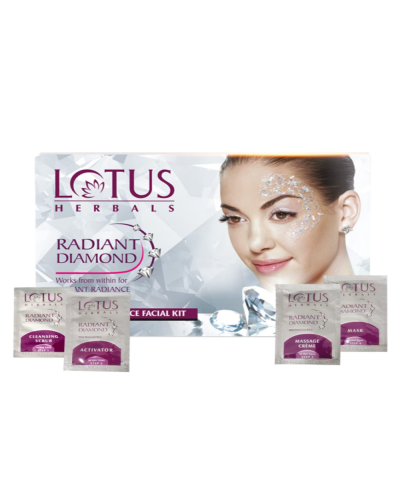 Lotus Herbals Radiant Diamond Cellular Radiance Salon Grade Single Facial Kit, 37gm