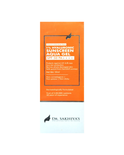 Dr. Sakhiya's Advanced Skin Science Vitamin E & Aloe Vera 1% Hyaluronic Sunscreen Aqua Gel SPF 50 PA++++, 50ml